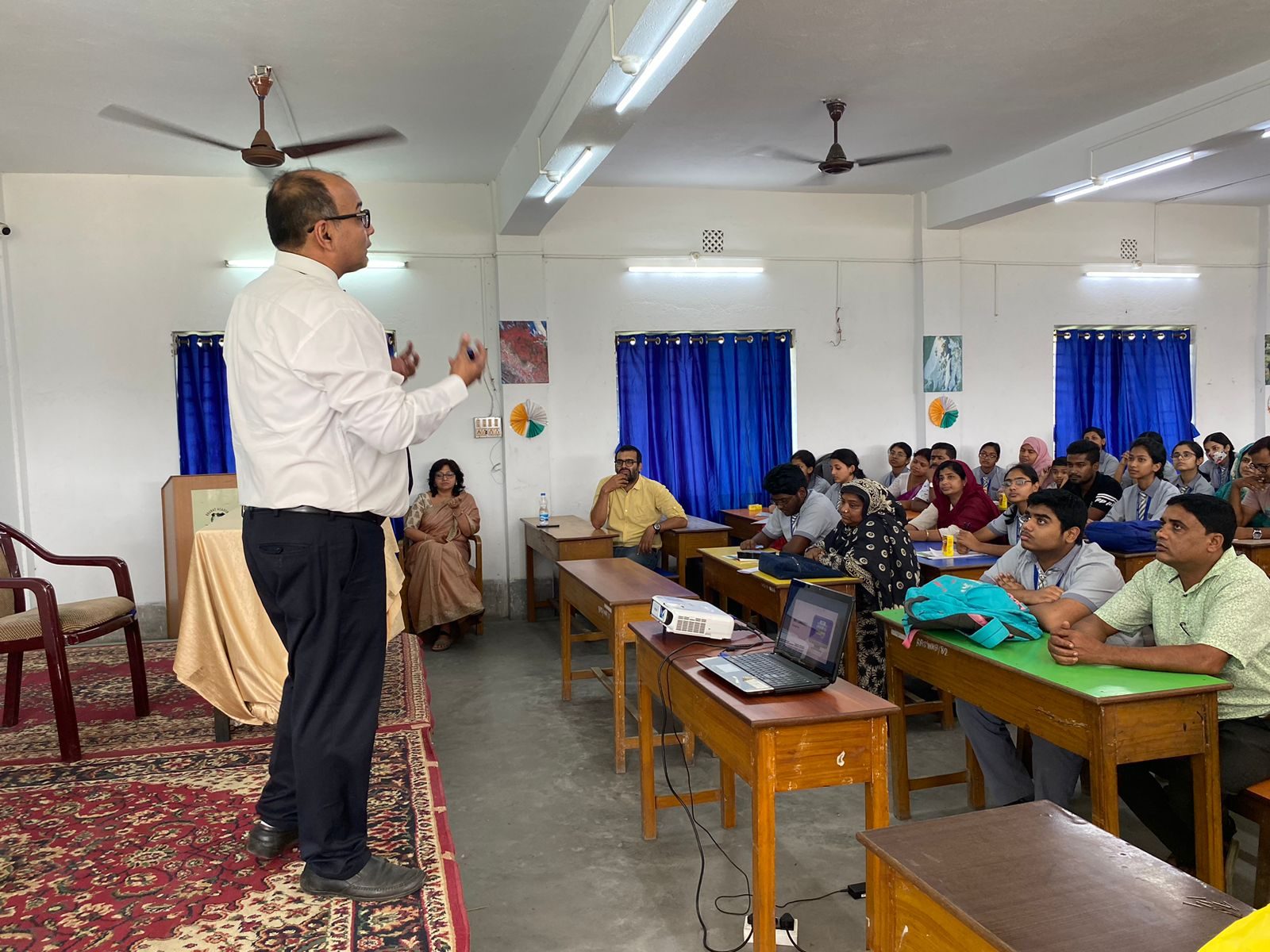 Career guidance presentation in a classroom